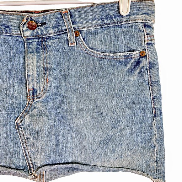 Fossil Denim Amara Mini Skirt Hummingbird Size 10 - Picture 3 of 9